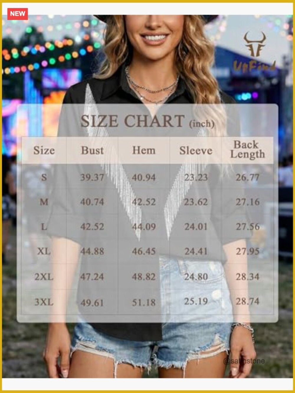 Sparkly Rhinestone Fringe Western Shirt Button Down Cowgirl Top - Picture 6 of 7